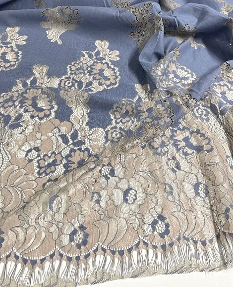 Кружево СКИДКА купон голуб\беж